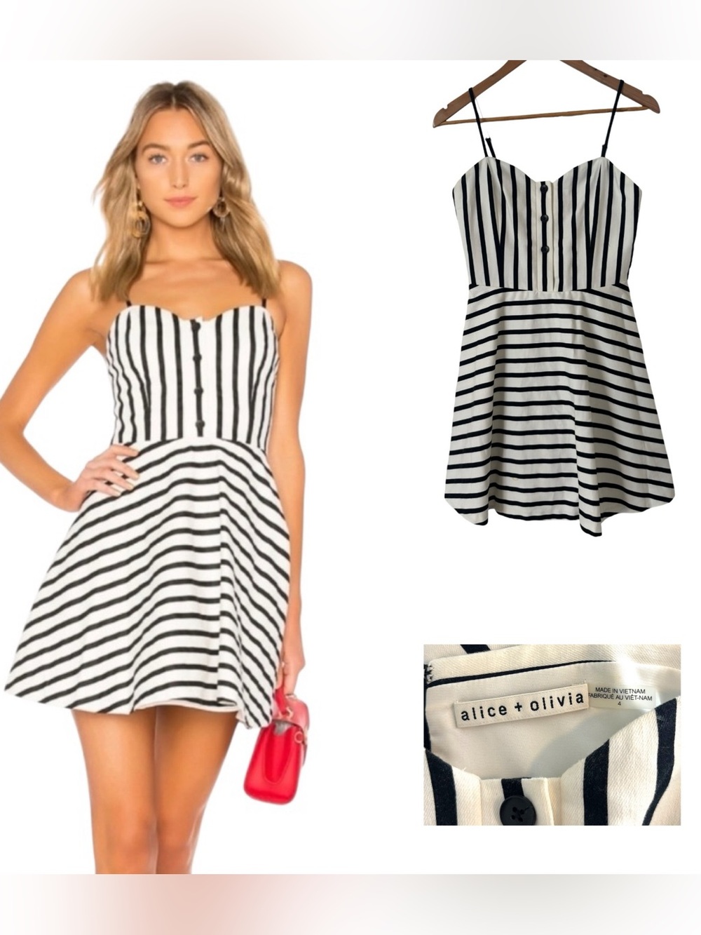 Alice + Olivia Nella Striped Button-Front Mini Dress